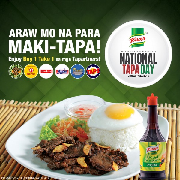 Avail of buy 1, take 1 promo for one day on January 29, 2016!
