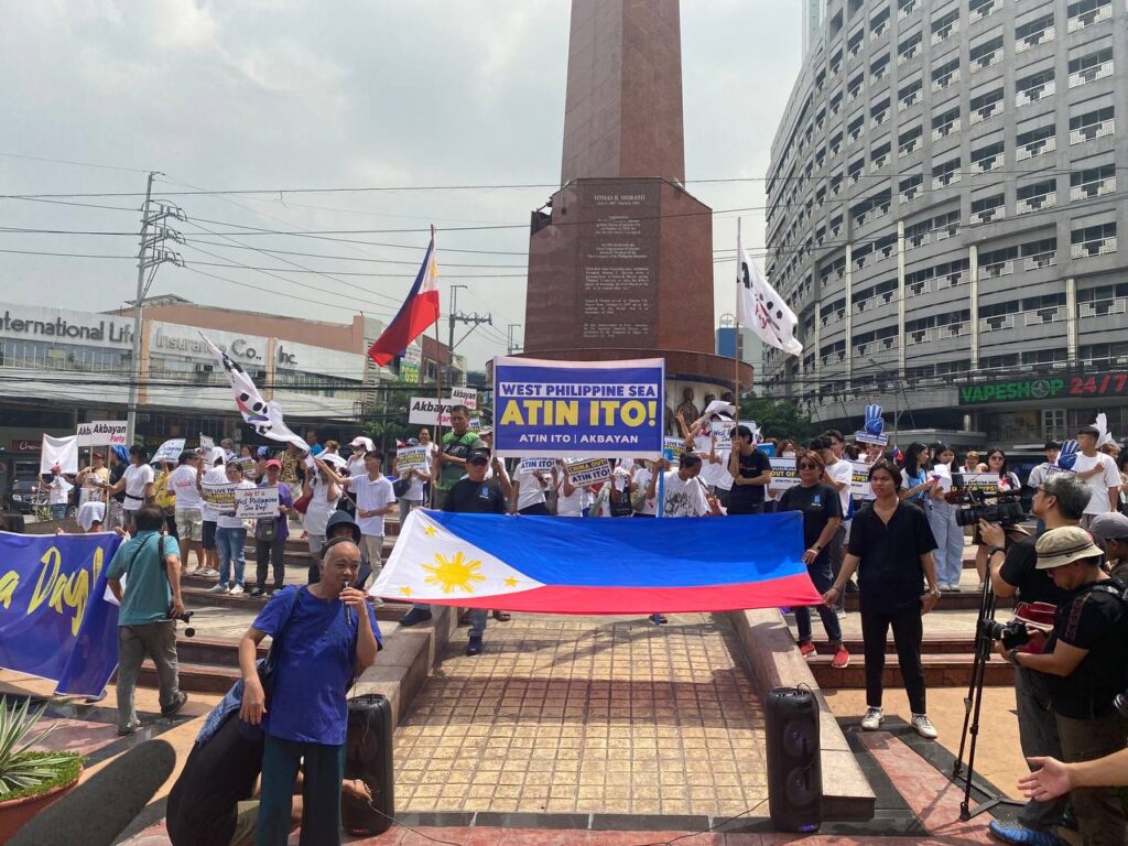 Atin Ito calls to declare July 12 as the "West Philippine Sea Day" during a protest in Boy Scouts Circle in Quezon City.