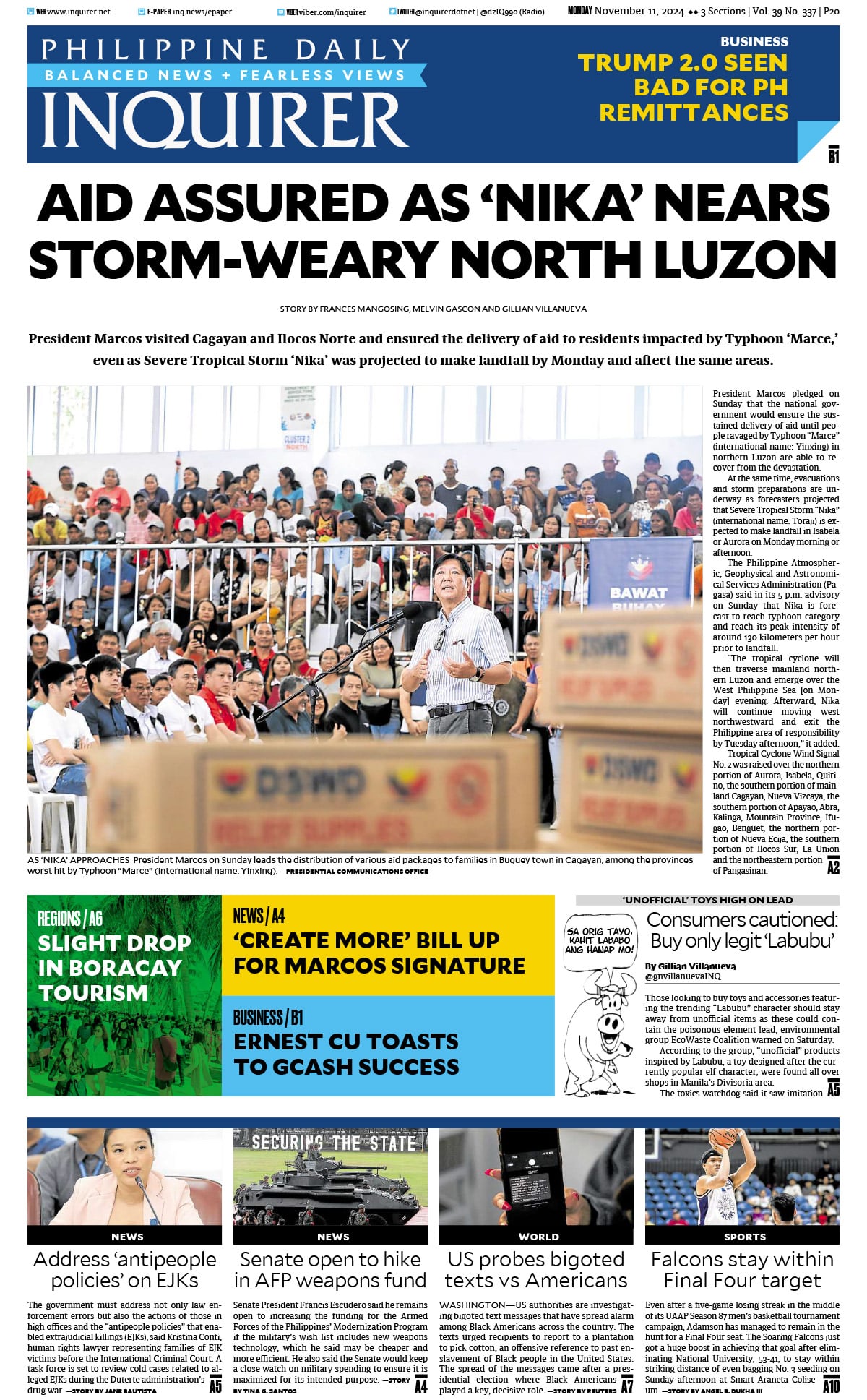Today’s paper: November 11, 2024
