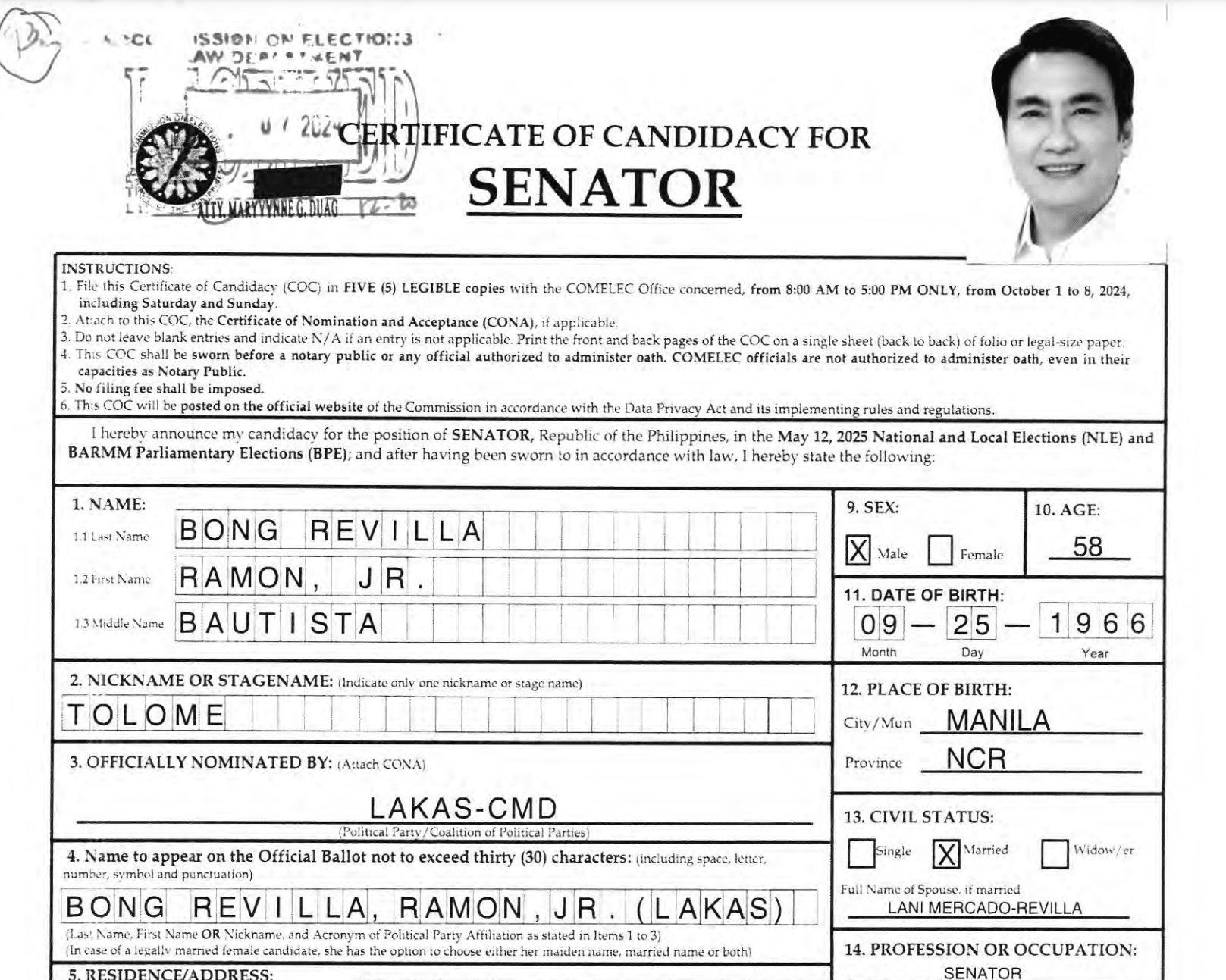 Revilla’s name, number on ballot based on court decision – Comelec