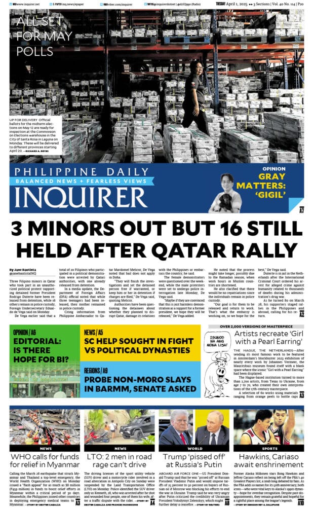 Today’s paper: April 1, 2025