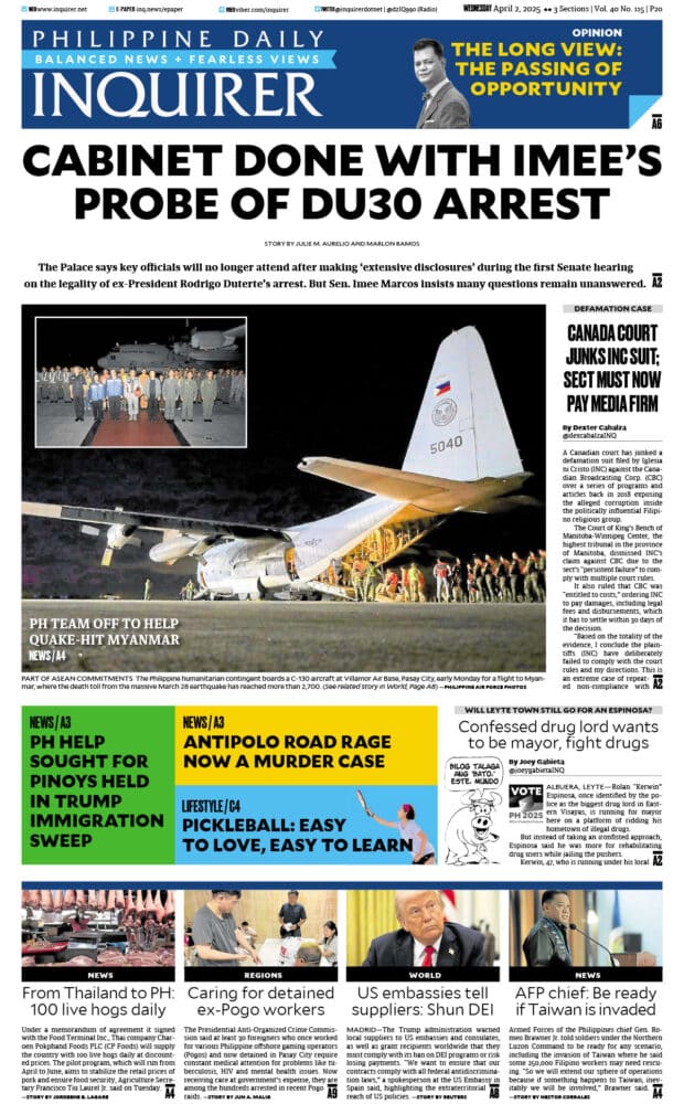 Today’s paper: April 2, 2025