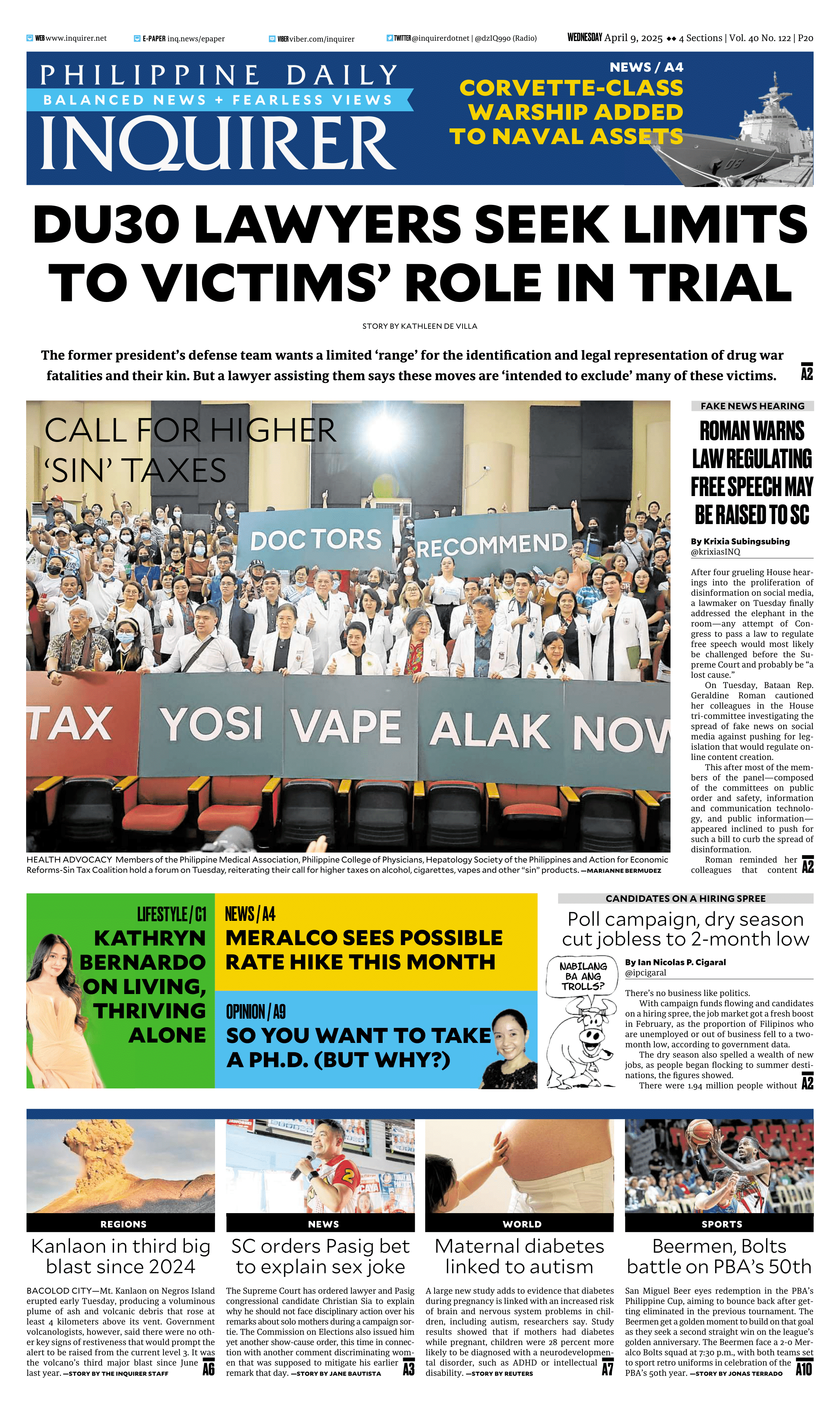 Today’s paper: April 9, 2025