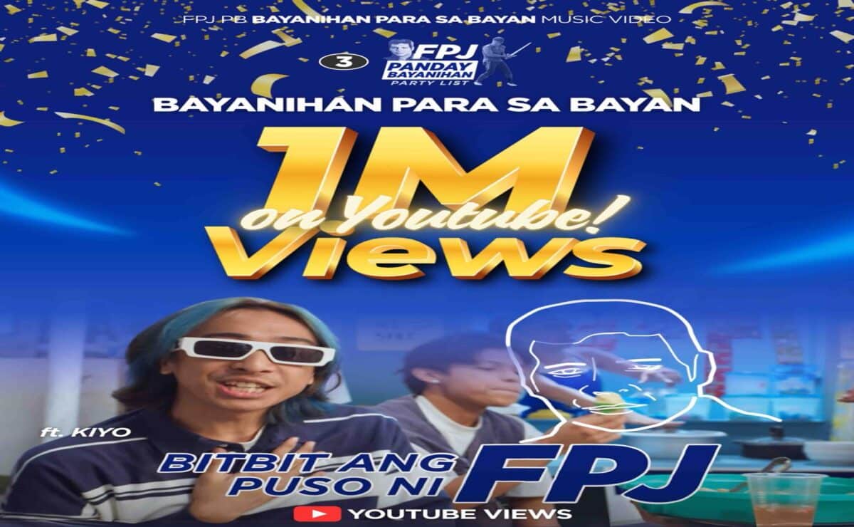 FPJ Panday Bayanihan party-list music video reached P1 million views