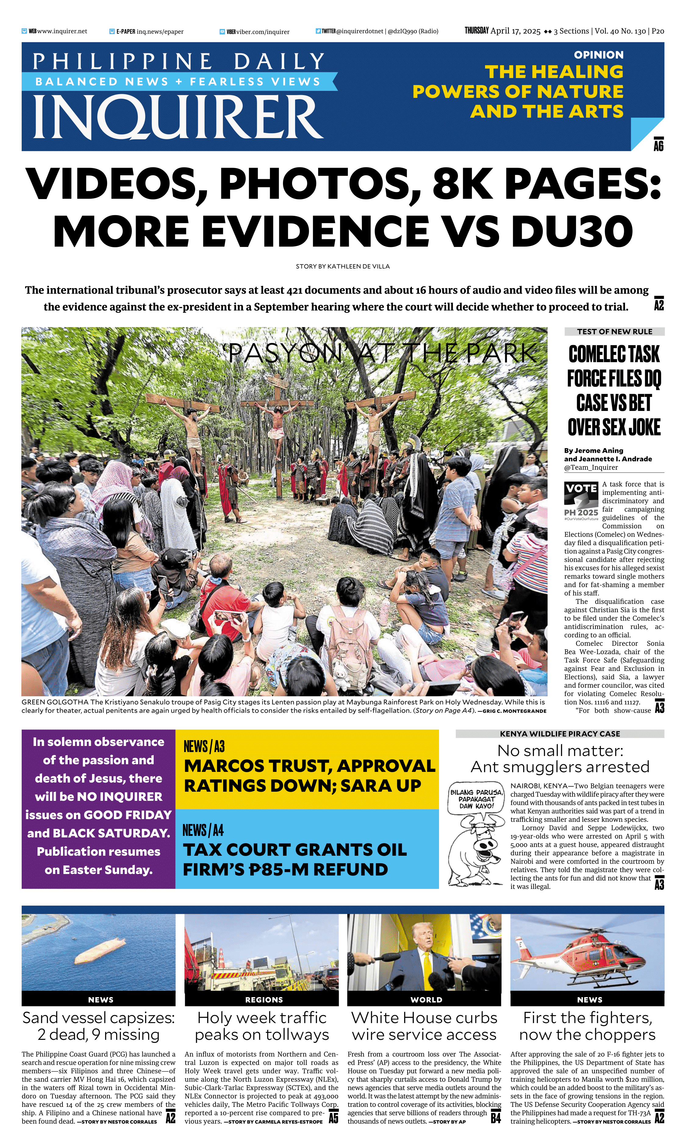 Today’s paper: April 17, 2025