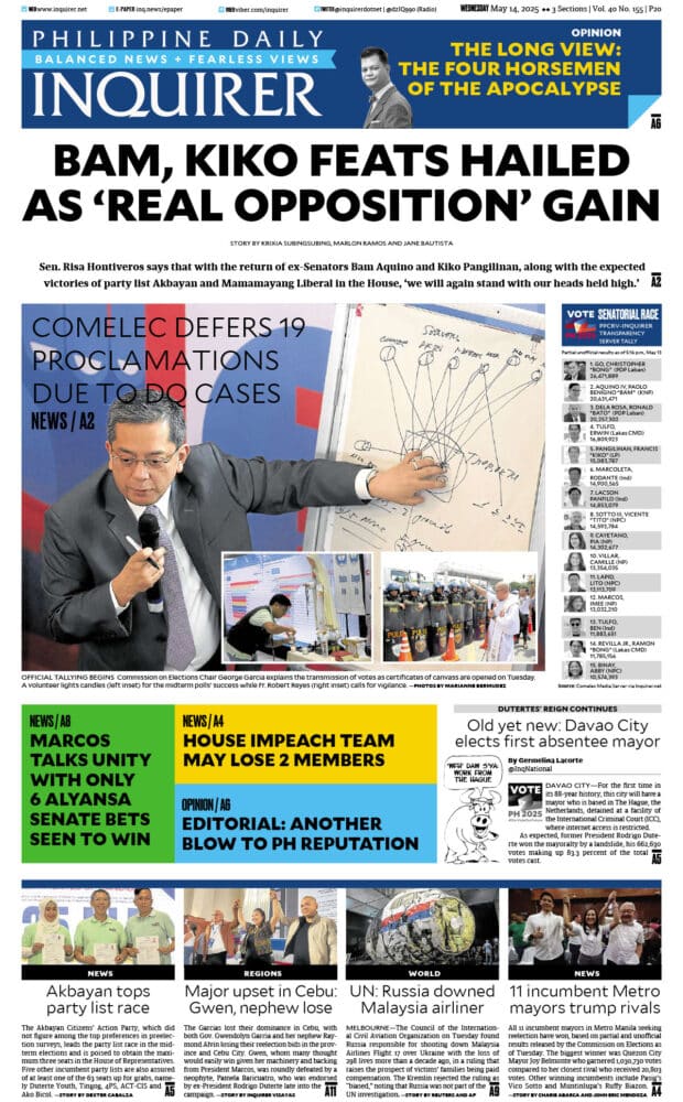 Today’s paper: May 14, 2025