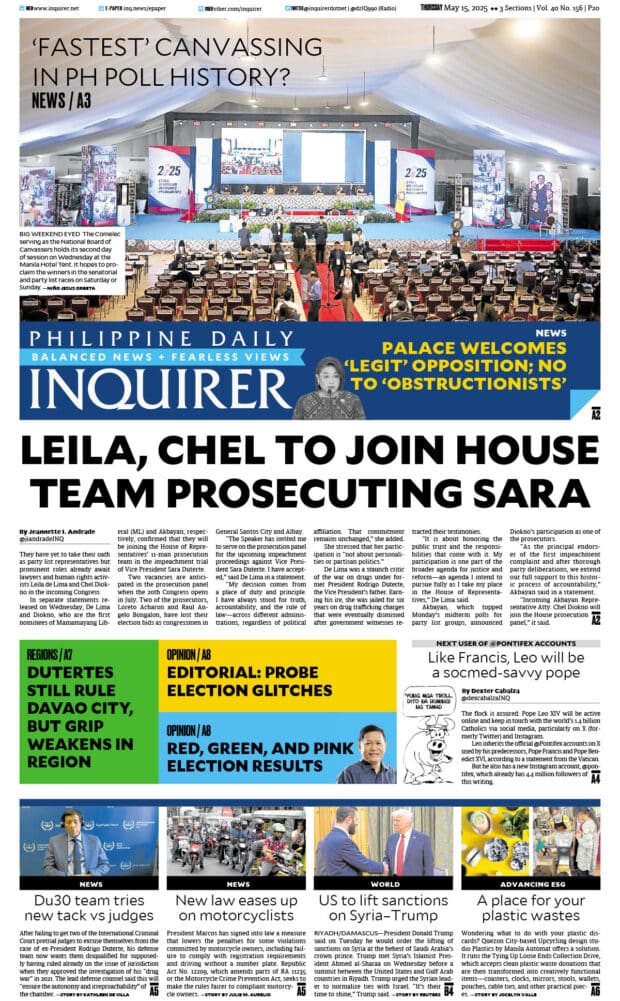 Today’s paper: May 15, 2025