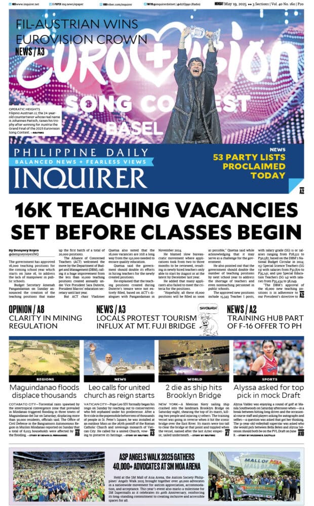 Today’s paper: May 19, 2025