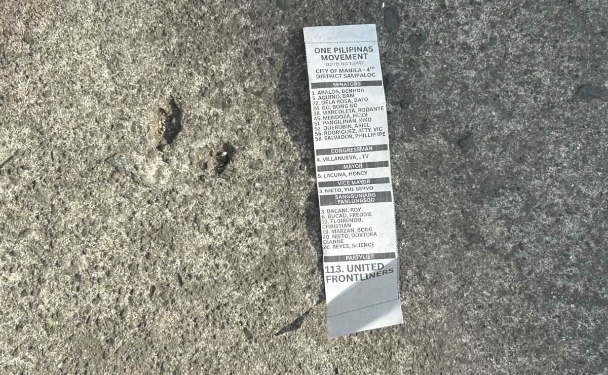 Sample ballots seen inside schools in Manila