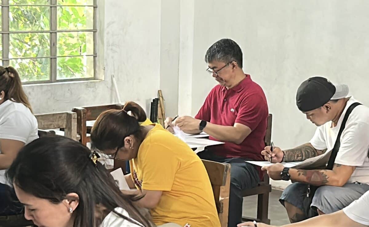 Marikina City 1st congressional district representative bet and Sen. Koko Pimentel votes at the Leodegario Victorino Elementary School in that city on election day morning, May 12, 2025. INQUIRER.net / JASON SIGALES