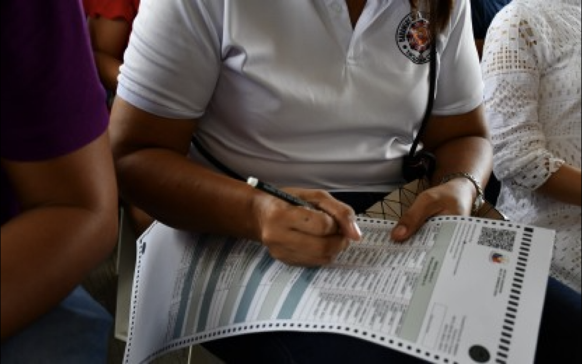 VOTING. A sample ballot used during a 2025 midterm elections roadshow in Tacloban City in this undated photo. The Commission on Elections has started the delivery of 3.25 million ballots in Eastern Visayas this week as part of its heightened preparations for the midterm elections on May 12, 2025. (Photo courtesy of Comelec Eastern Visayas)