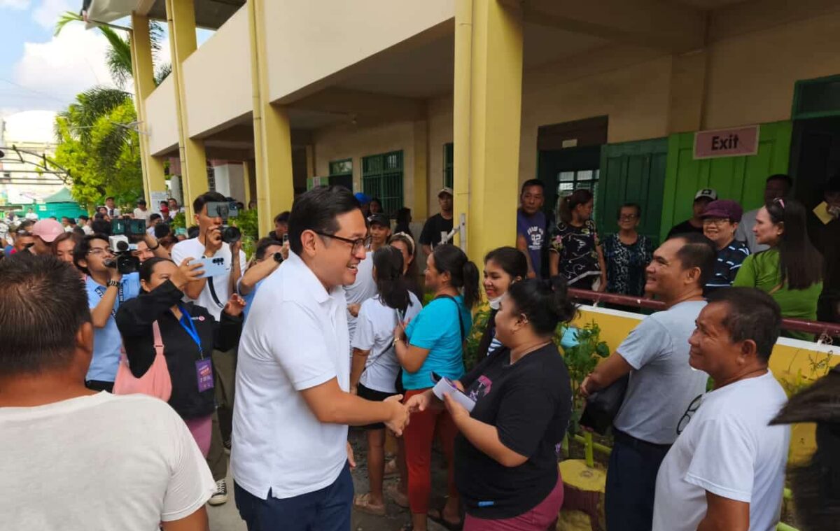 Senatorial candidate Bam Aquino waits in line to cast his vote at South Central Elementary School in Concepcion, Tarlac on Monday, May 12, 2025. — Photo by Maria Adelaida Calayag