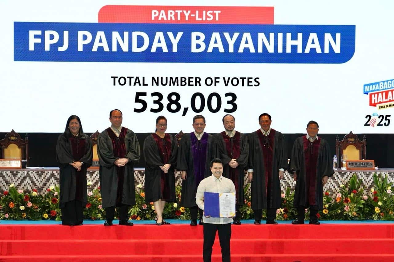 FPJ Panday Bayanihan Party-list is proclaimed.