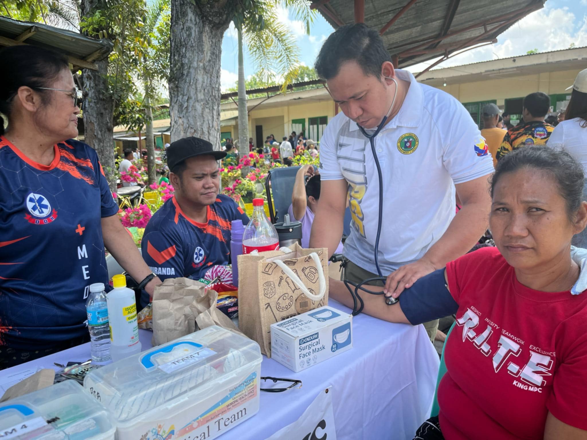 A voter getting her blood pressure monitored.