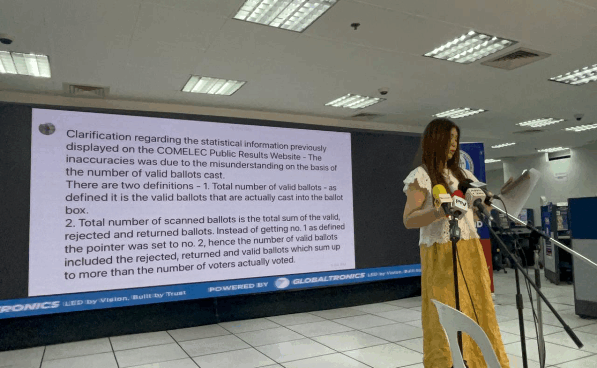 PPCRV Spokesperson Ana Singson on Friday presents the Comelec's explanation on "mislabeled" election data the poll watchdog raised. (Photo from Dianne Sampang/INQUIRER.net)