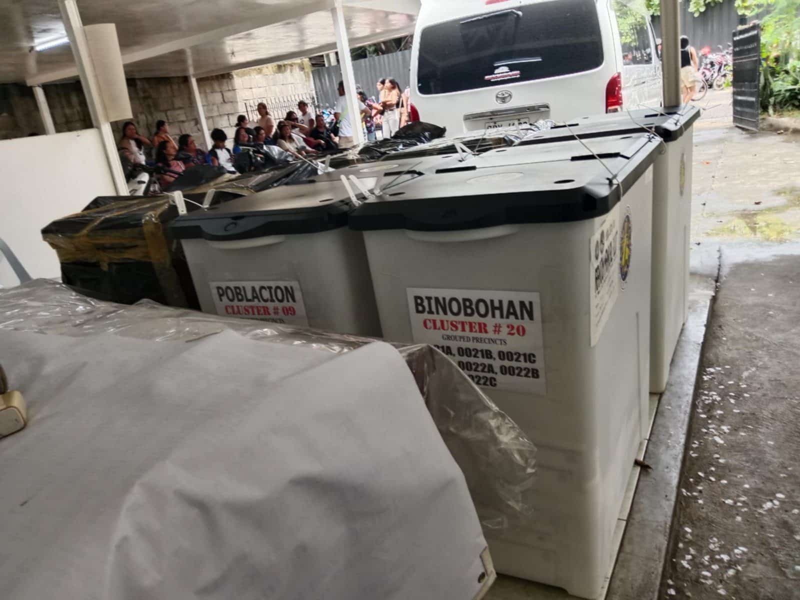 The boxes containing the official ballots from nine clustered precincts in Negros Oriental that were selected for the random manual audit of the Commission on Elections will be shipped to Manila on Saturday, May 17, 2025. Three clustered precincts each from Bayawan City, Bais City, and Guihulngan City were determined through a raffle. — Photo from Philippine News Agency