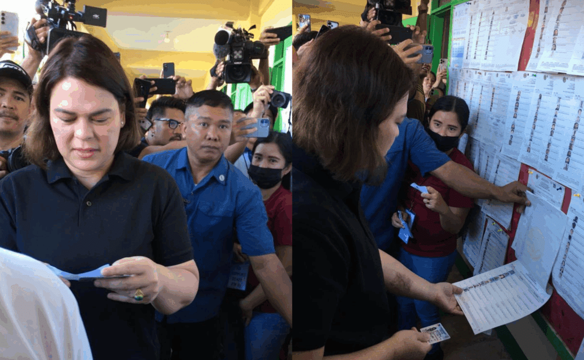 Vice President Sara Duterte casts her vote at Daniel R. Aguinaldo National High School in Davao City on Monday, May 12, 2025. — Photos by Germelina Lacorte