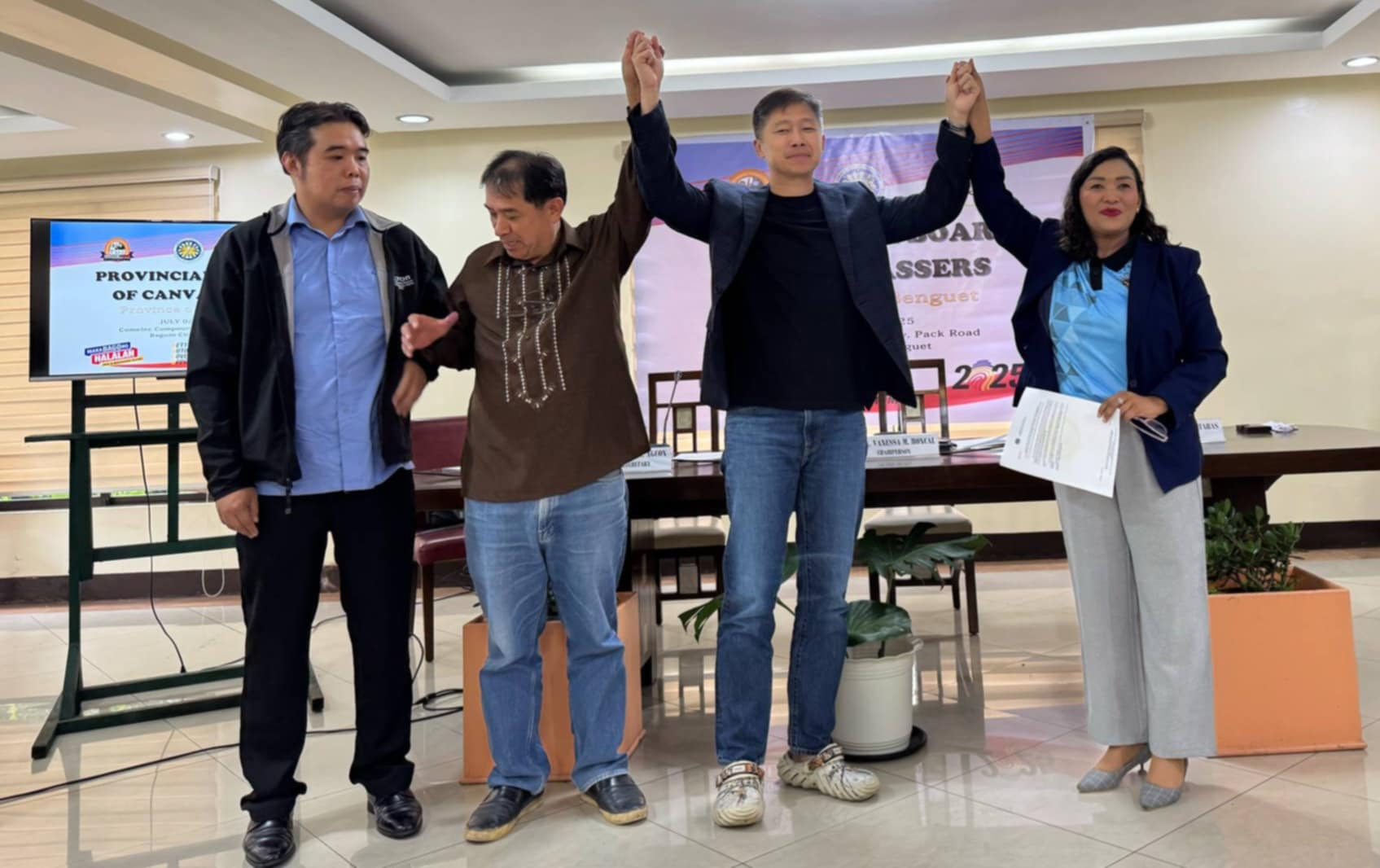 The Provincial Board of Canvassers of Benguet proclaims Eric Yap as the representative of Benguet's lone district in the May 2025 elections on Wednesday, July 2, 2025. (Photo from the Commission on Elections/Viber)