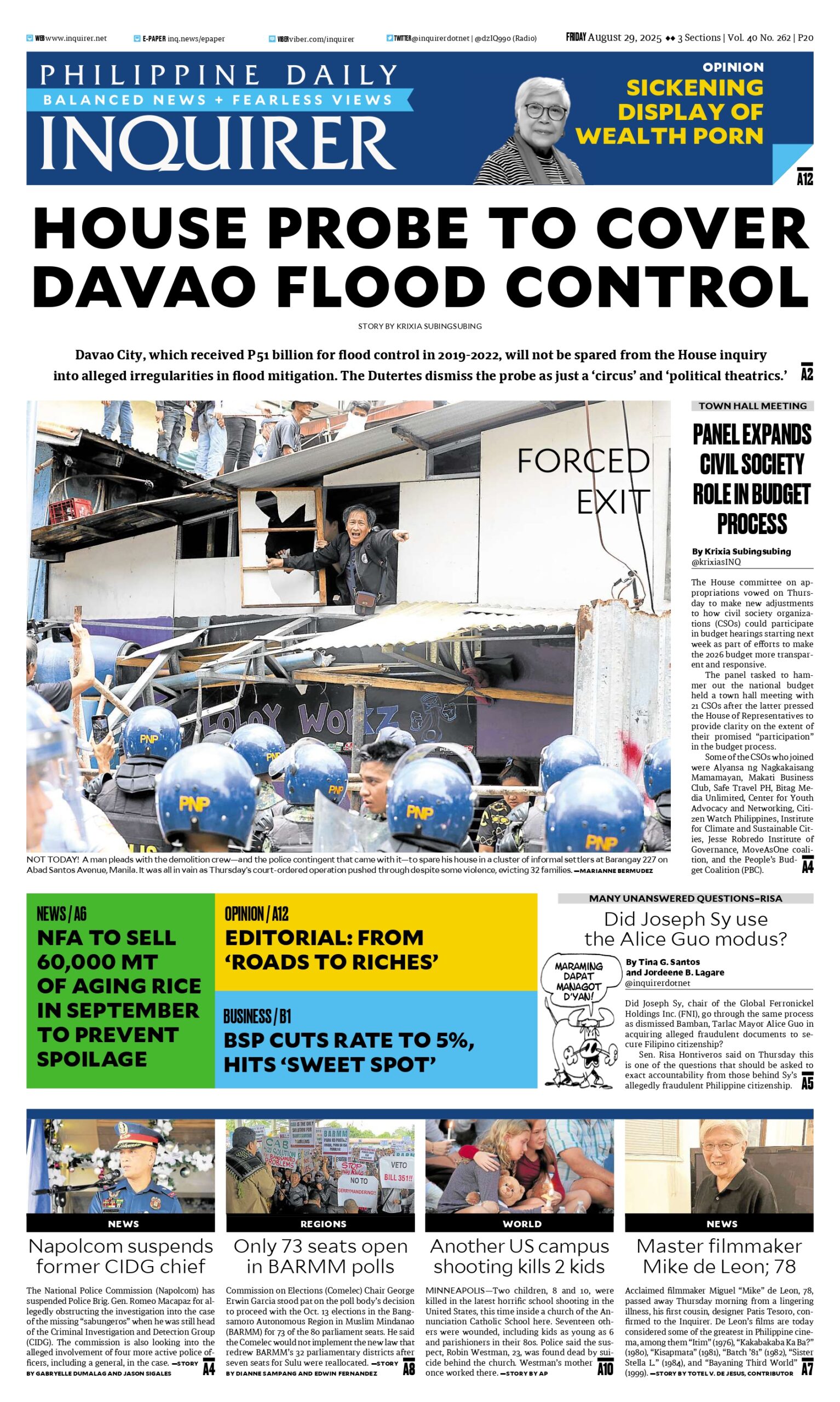 Today’s paper: August 29, 2025