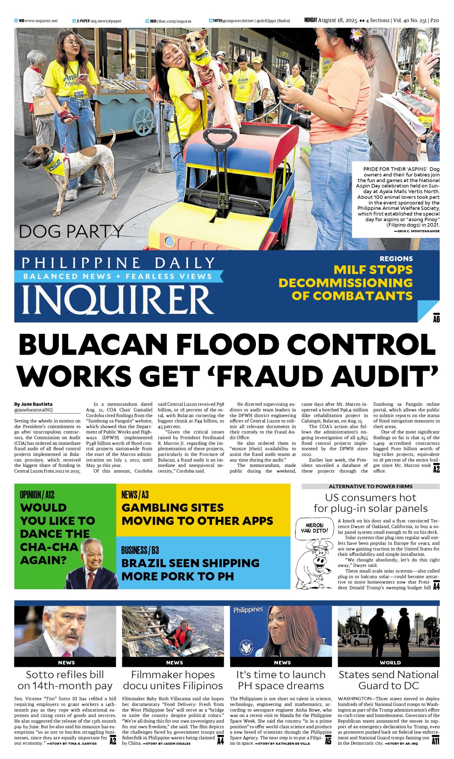 Today’s paper: August 18, 2025