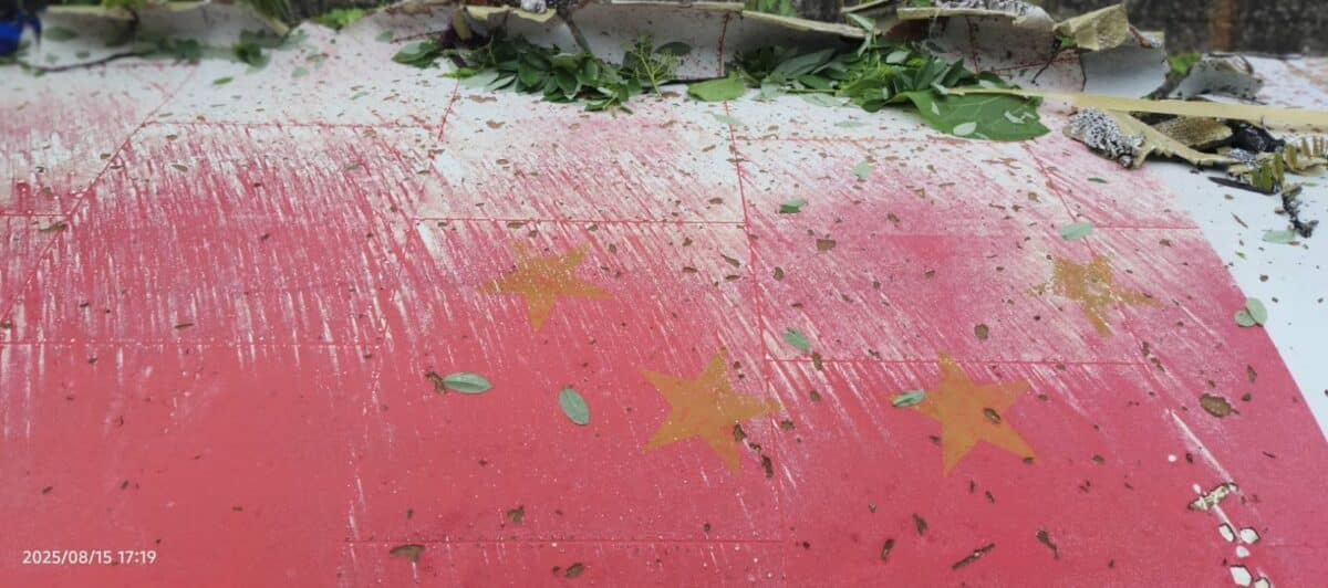 Photos of Chinese debris showing the markings of the recovered floating rocket debris in Occidental Mindoro. PHOTO FROM THE PHILIPPINE COAST GUARD