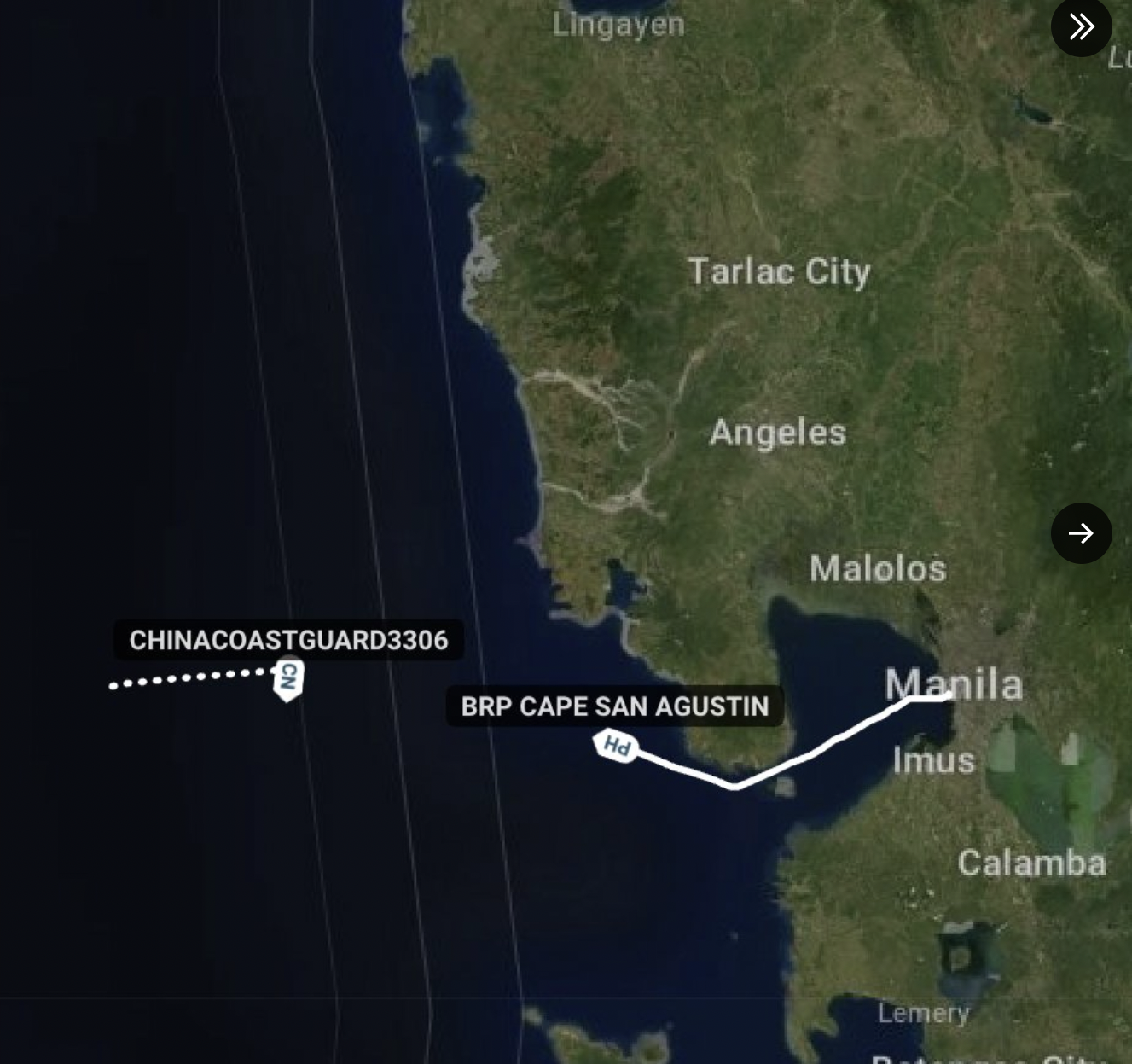 A China Coast Guard (CCG) ship was spotted “pretty close” off Manila Bay on Friday in what appeared to be a move to intercept a Philippine Coast Guard (PCG) vessel en route to the general area of Panatag (Scarborough) Shoal, according to a West Philippine Sea monitor.