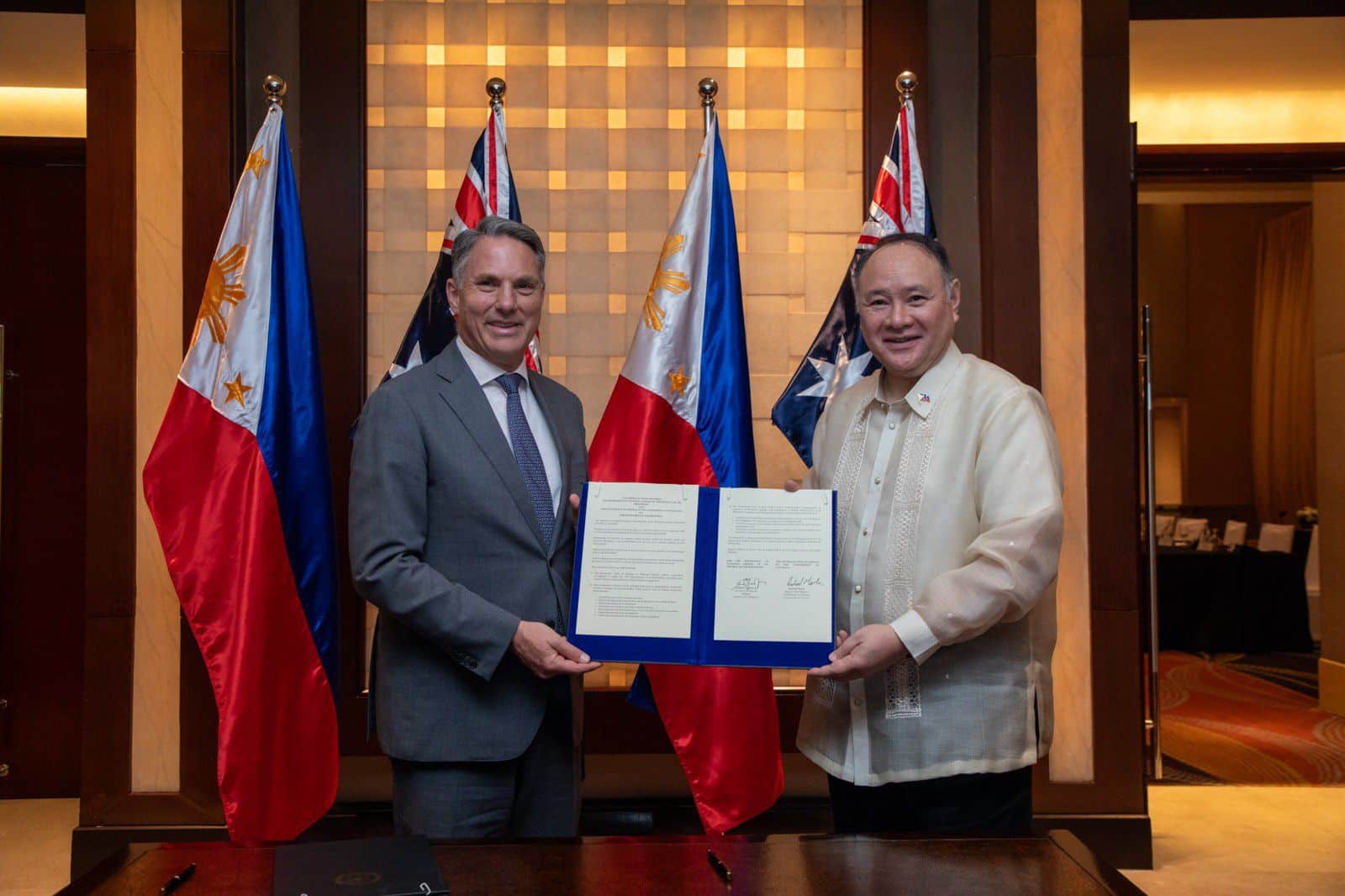 Philippine Defense Secretary Gilberto Teodoro and his visiting Australian counterpart, Richard Marles.