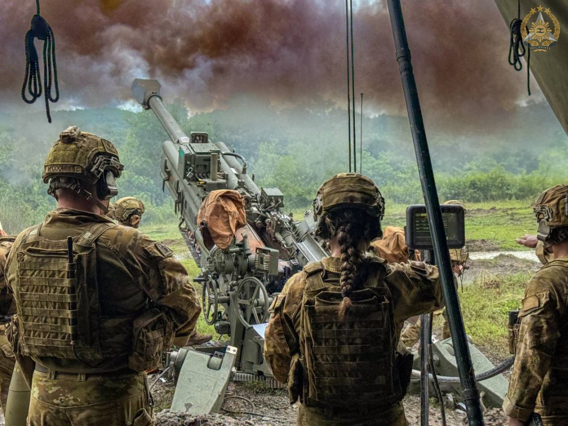 Australian Army personnel fire the M777A2 155mm howitzer during the Philippine-Australia Exercise Alon 2025 Combined Live Fire Exercise at Fort Magsaysay, Nueva Ecija, on Wednesday. — Photo from Philippine Air Force/Armed Forces of the Philippines Public Affairs Office 