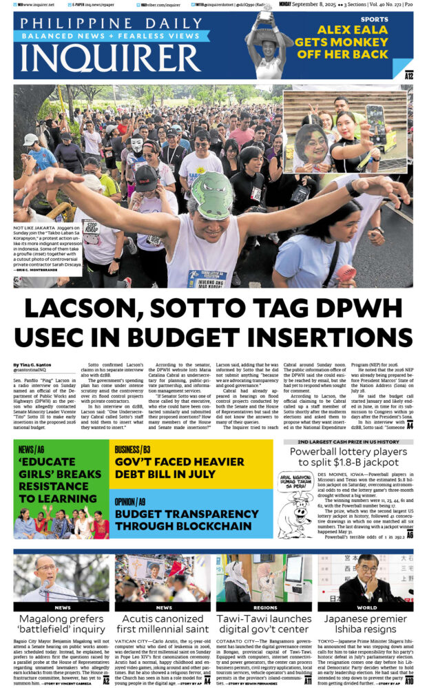 Today’s paper: September 8, 2025
