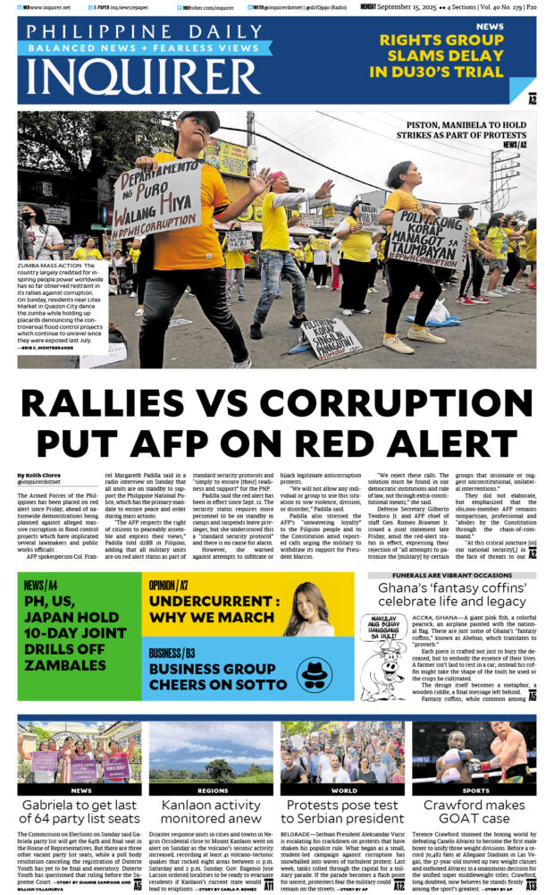 Today’s paper: September 15, 2025