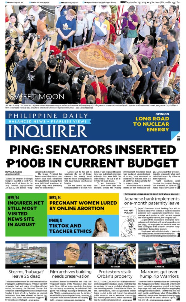 Today’s paper: September 29, 2025