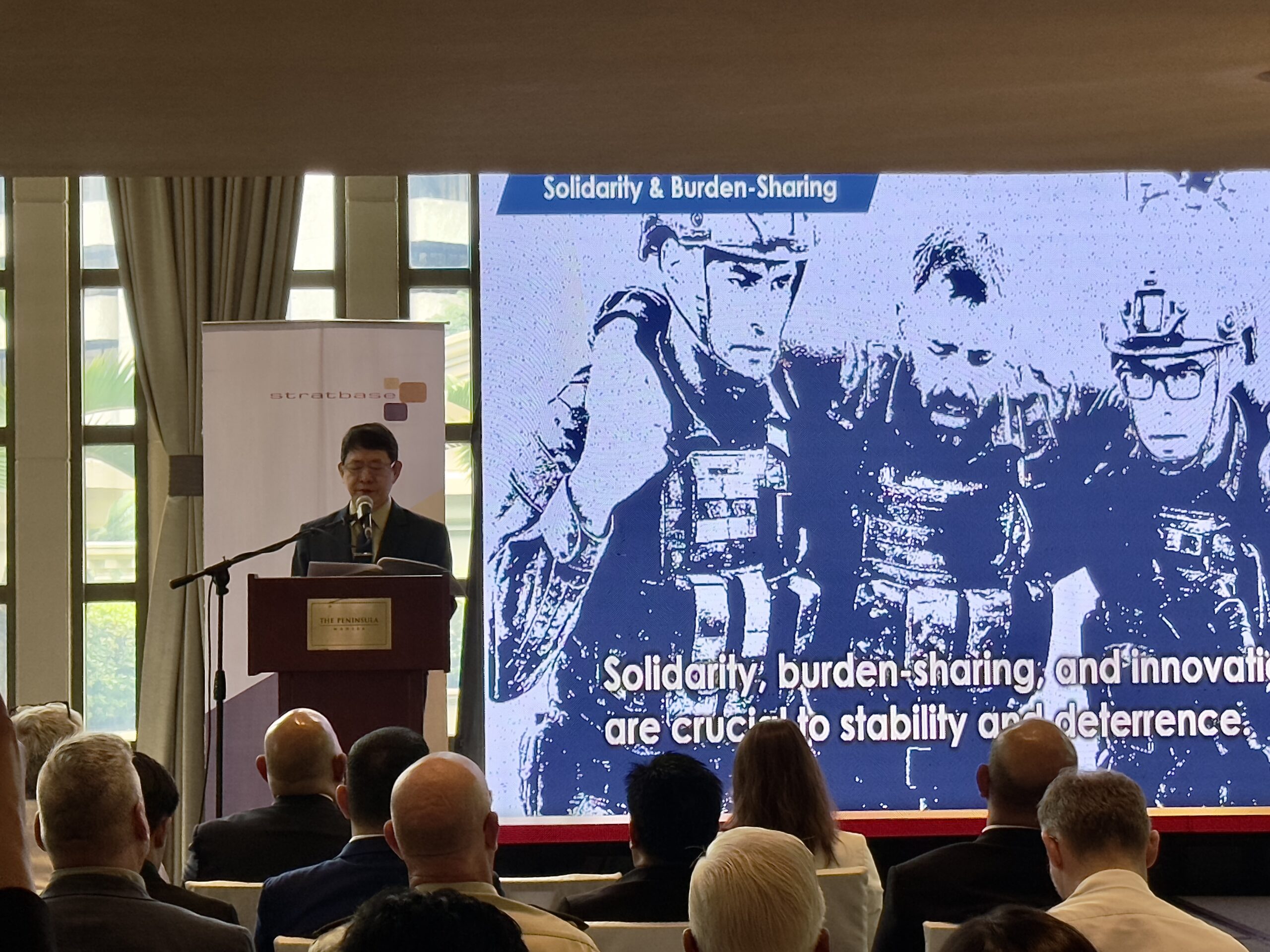 Speaking at a forum on asymmetric threats hosted by the Stratbase Institute and the European Council on Foreign Relations, National Security Adviser Eduardo Año said Beijing’s plan disregards international law in favor of “self-serving and coercive domestic laws.” Photo by Gabryelle Dumalag.