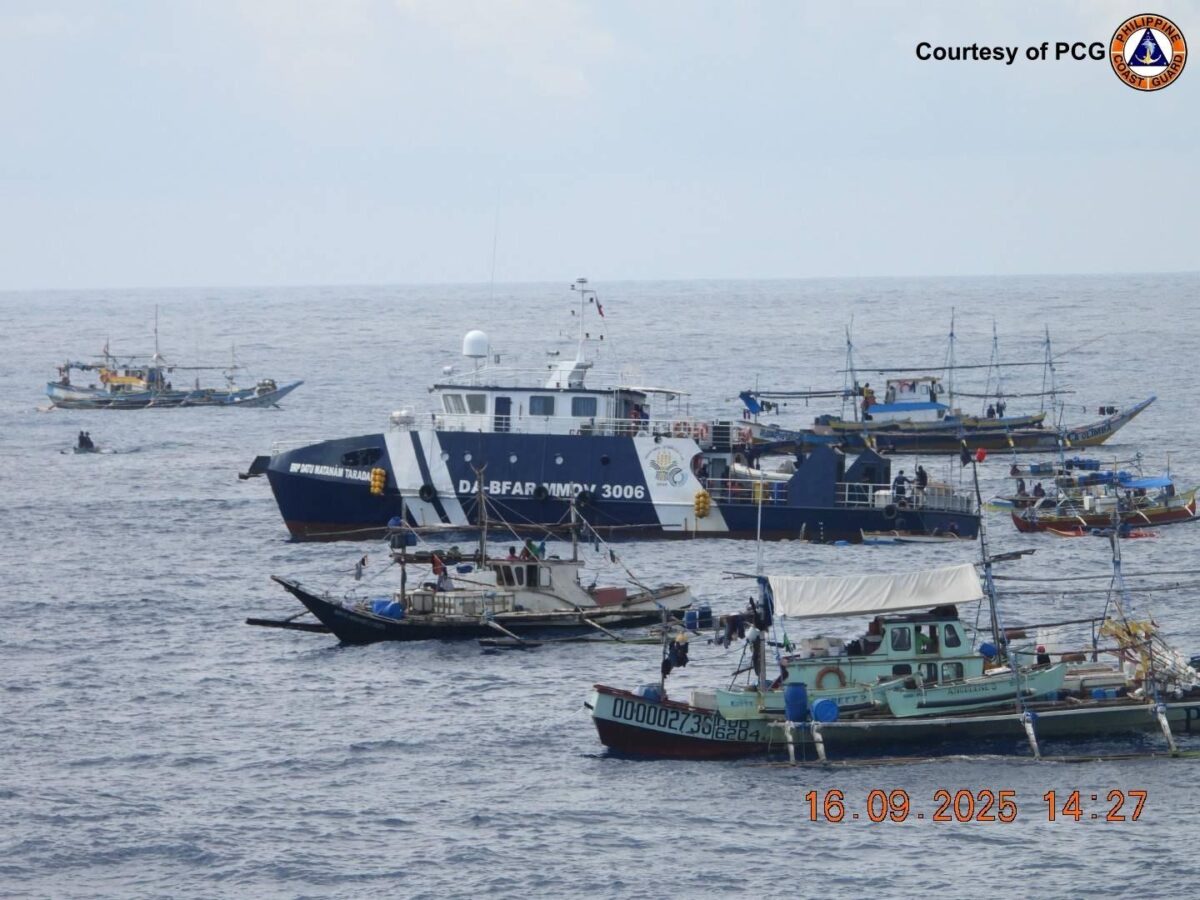 Philippine Coast Guard (PCG) spokesperson for the West Philippine Sea Commodore Jay Tarriela said nine China Coast Guard vessels were monitored near Bajo de Masinloc while the PCG and Bureau of Fisheries and Aquatic Resources (BFAR) carried out their “Kadiwa para sa Bagong Bayaning Mangingisda” (KBBM) mission. (Photo courtesy of Philippine Coast Guard)