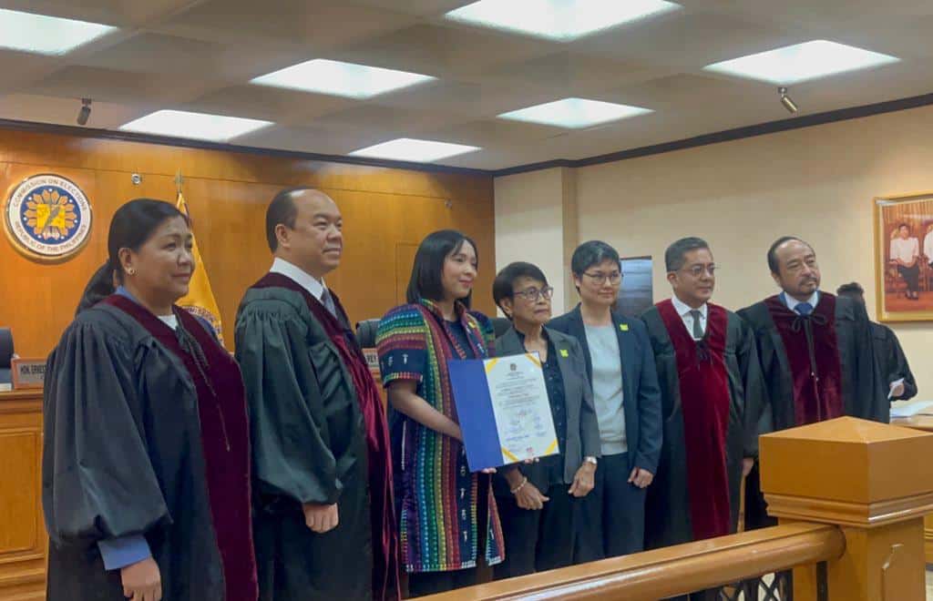 The Gabriela Women's Party, represented by first nominee Sarah Elago, formally claims the 64th party-list seat in the House of Representatives on Wednesday, September 17, 2025. — Photo by Dianne Sampang/INQUIRER.net