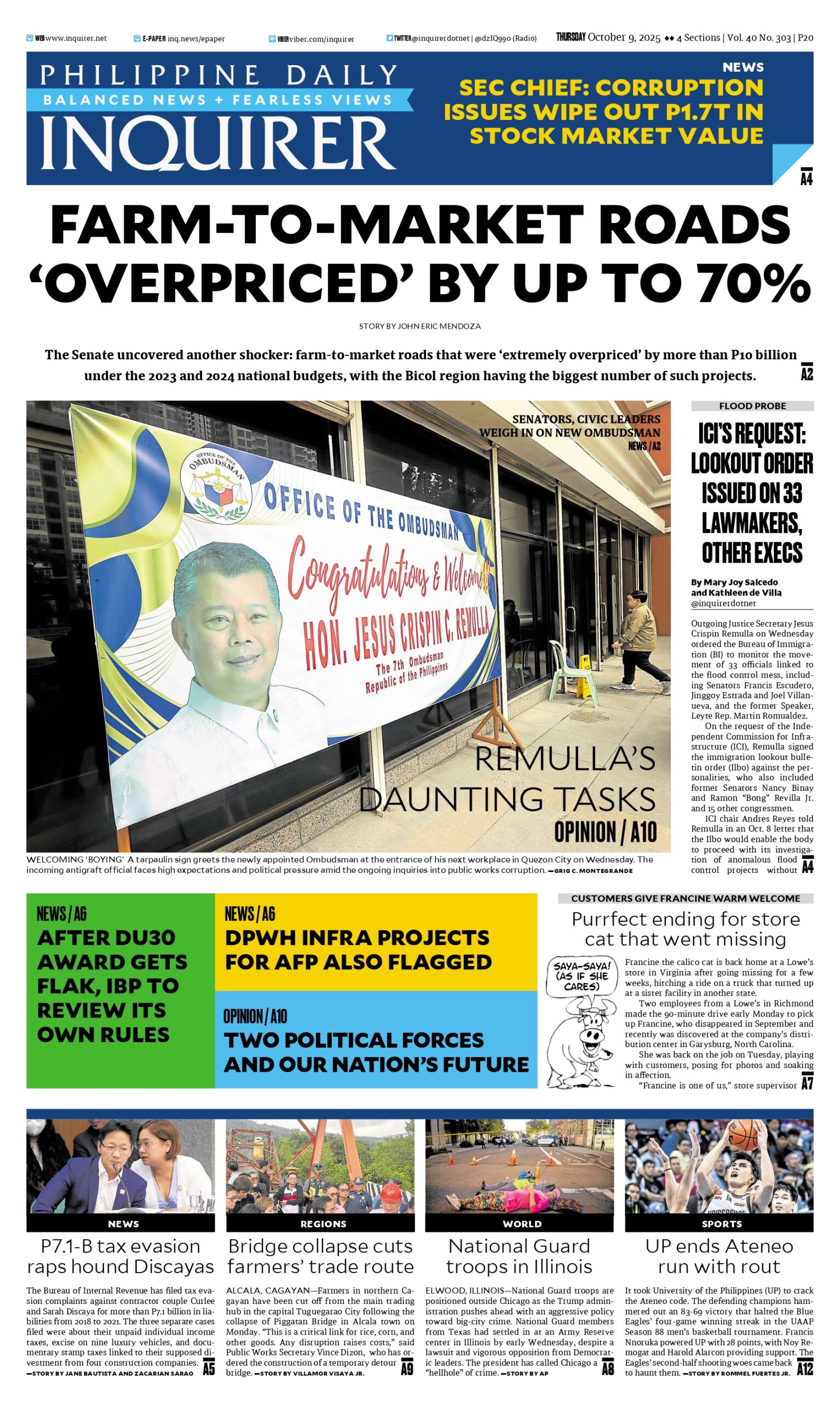 Today’s paper: October 9, 2025