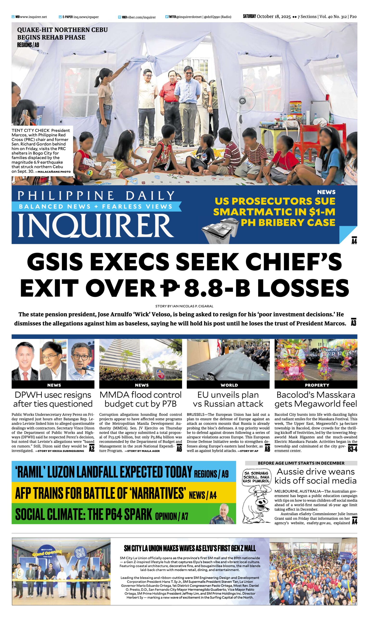 Today’s paper: October 18, 2025