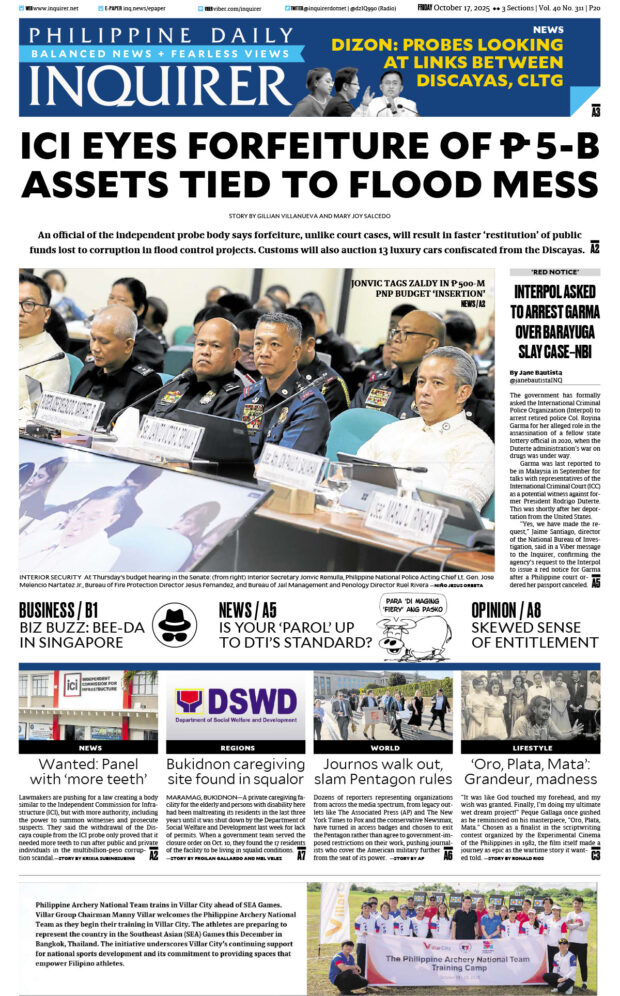 Today’s paper: October 17, 2025