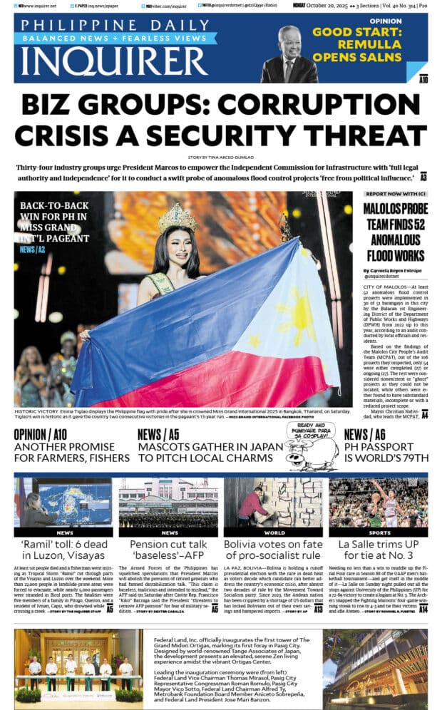 Today’s paper: October 20, 2025
