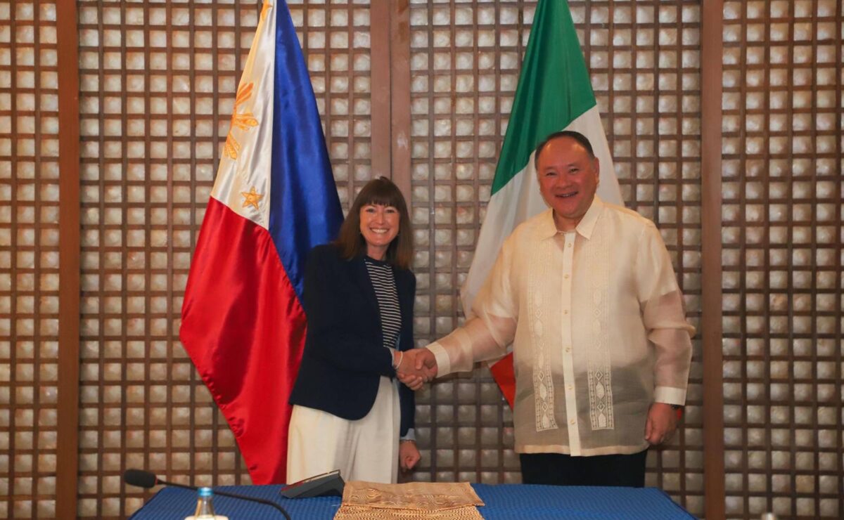 Ireland's ambassador to the Philippines, Emma Hickey, and Defense Chief Gilberto Teodoro Jr. at the Department of National Defense headquarters on October 6, 2025. (Photo from DND)