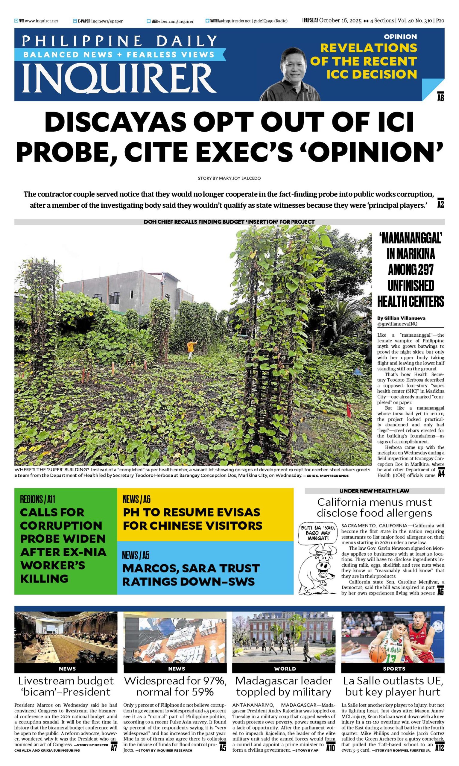 Today’s paper: October 15, 2025