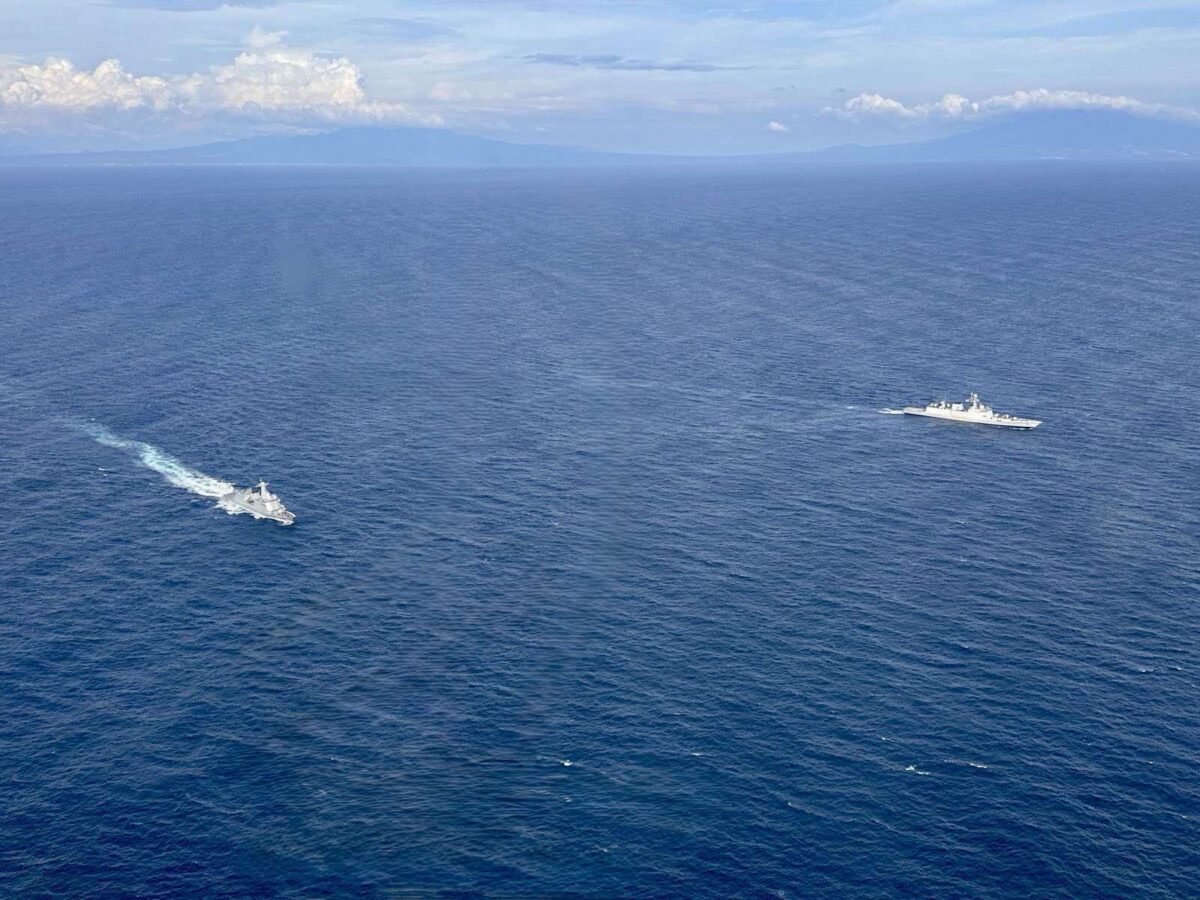French Frigate, alongside BRP Artemio Ricarte, performs combined visit, board, search and seizure exercises. —Photo from PHILIPPINE NAVY 