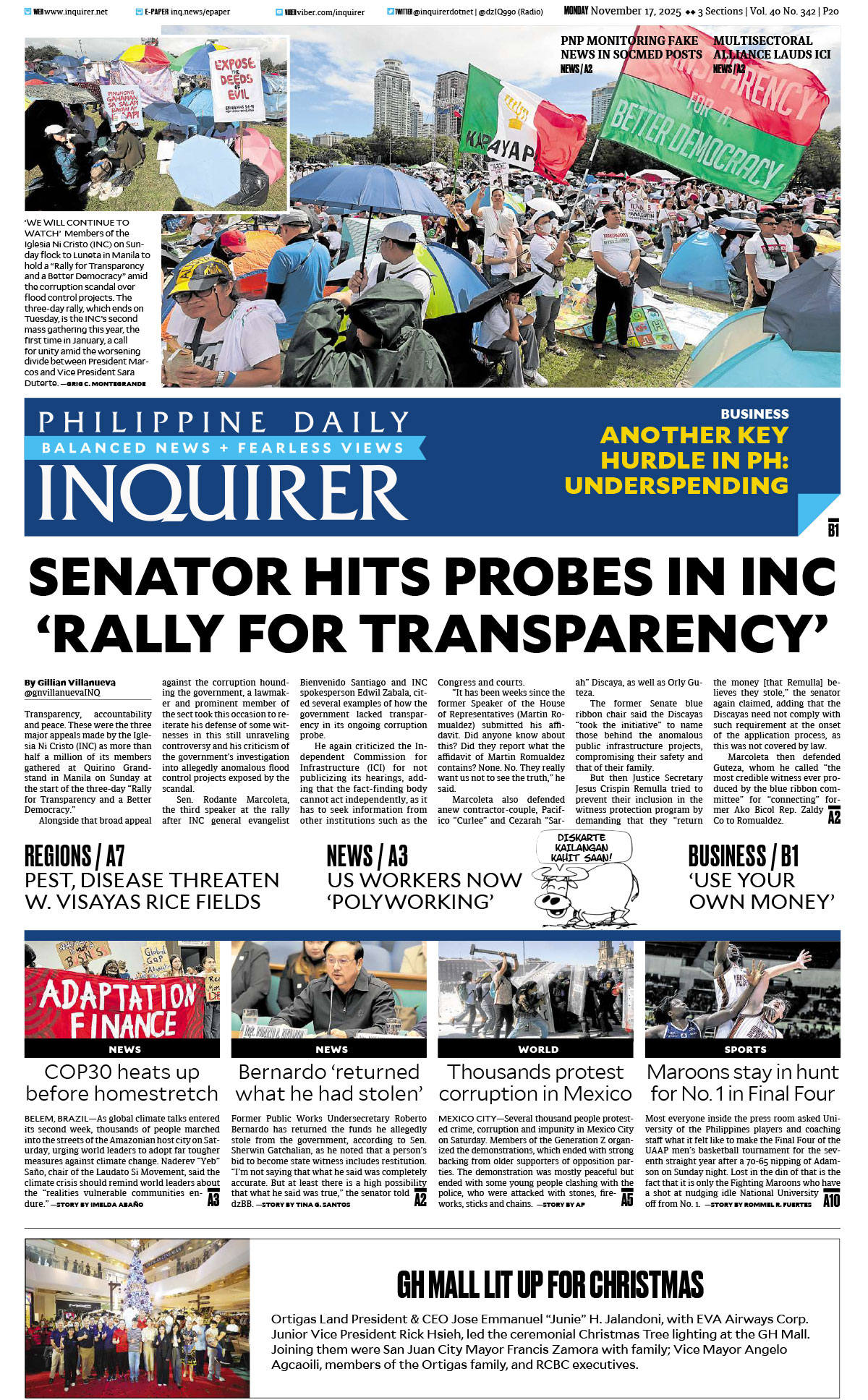 Today’s paper: November 17, 2025