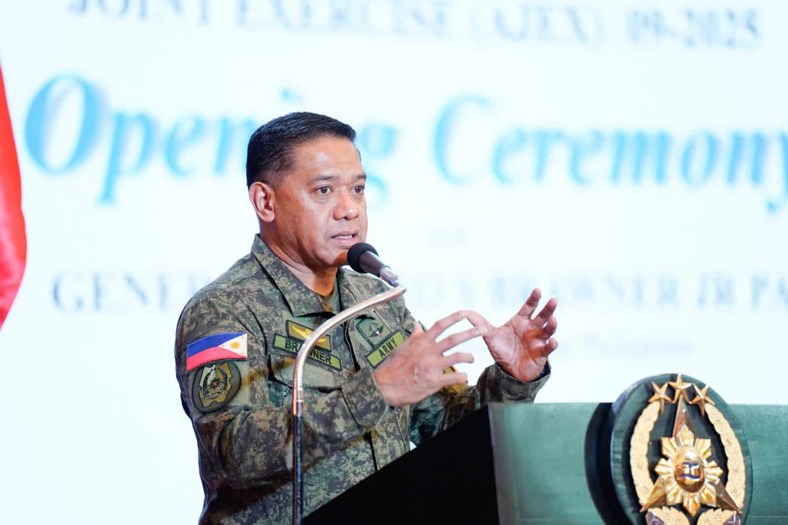 Armed Forces of the Philippines (AFP) chief General Romeo Brawner Jr. delivers keynote speech during the opening ceremony of AFP Joint Exercise on Nov. 4, 2025. PHOTO FROM AFP