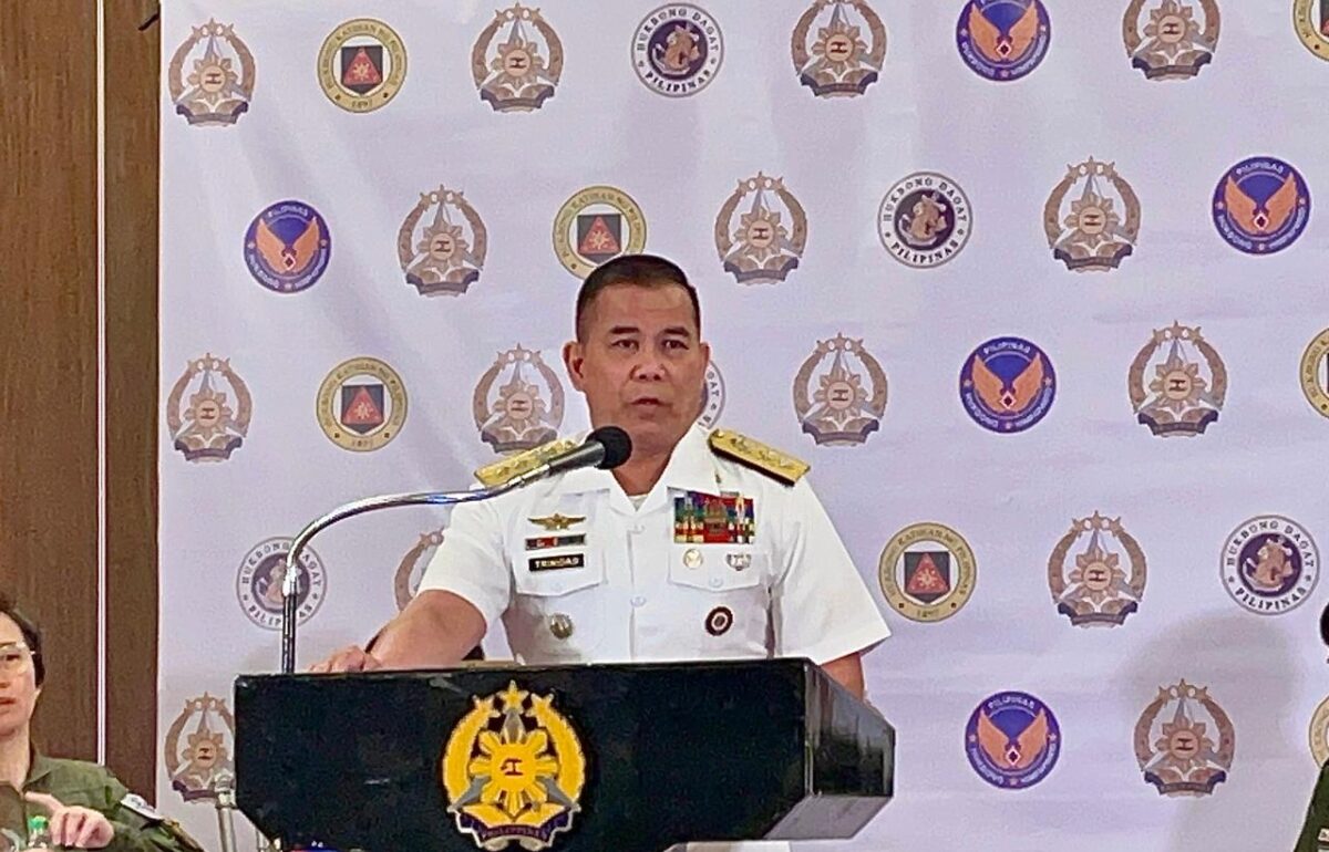 Philippine Navy Spokesperson for the West Philippine Sea Rear Adm. Roy Vincent Trinidad reported that at least 30 Chinese vessels were monitored in the West Philippine Sea in a press briefing at Camp Aguinaldo, Quezon City. (photo by Gabryelle Dumalag)