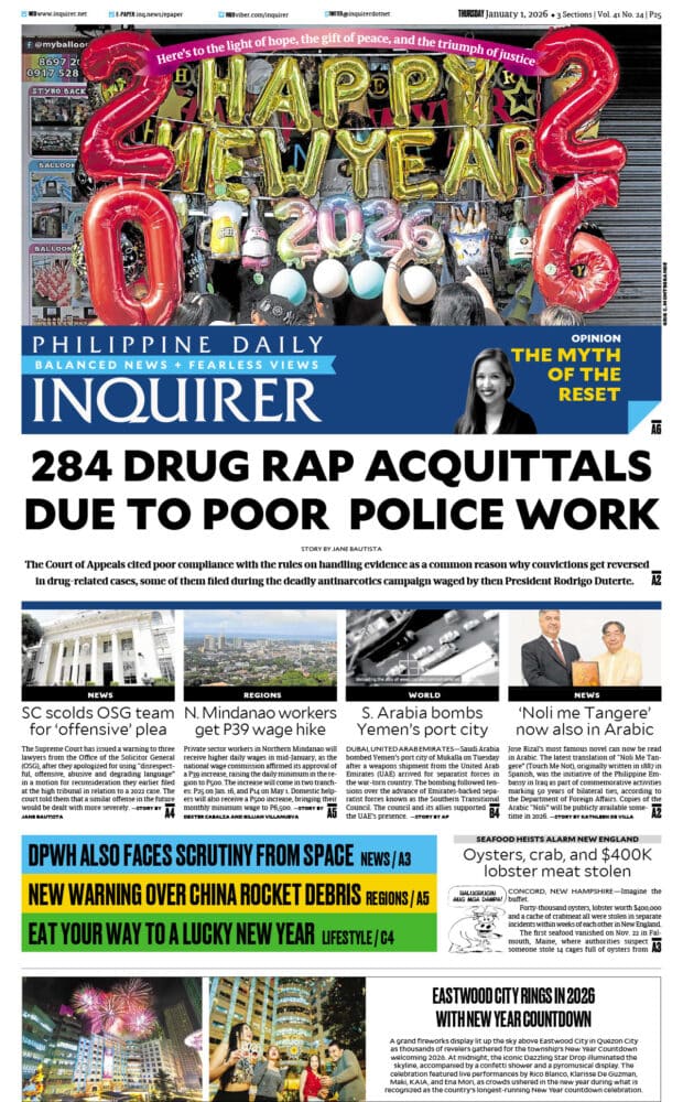 Today’s paper: January 1, 2026
