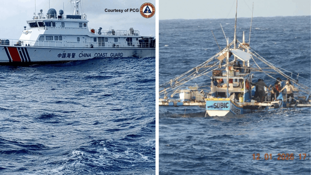 Fishing boat Prince LJ was subjected to aggressive actions of a China Coast Guard ship about 16 nautical miles southeast of Panatag Shoal, Philippine Coast Guard spokesperson Commodore Jay Tarriela reported on Tuesday, Jan. 13, 2026. — Photos from Jay Tarriela/Facebook