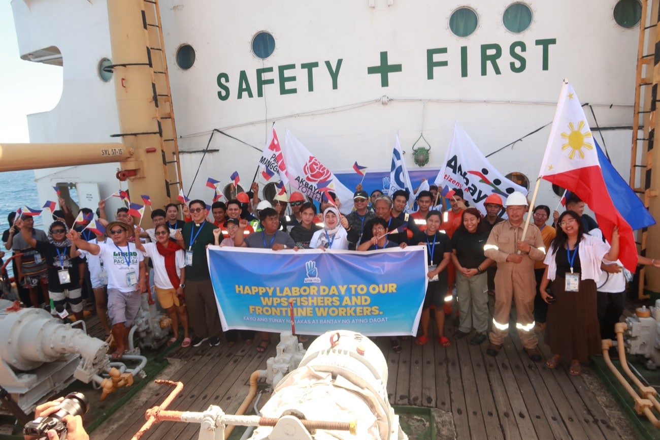 On May 1, The&nbsp;Atin Ito Coalition&nbsp;celebrated Labor Day at sea during its fourth civilian mission to the&nbsp;West Philippine Sea&nbsp;en route to&nbsp;Pag-asa Island, honoring Filipino fisherfolk and frontline workers. (Photo by Andrea Gregorio)