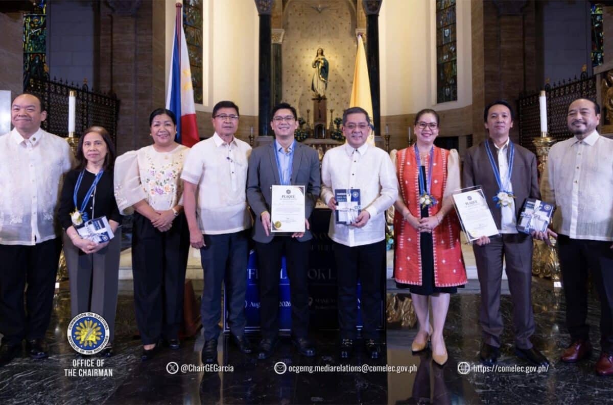 Comelec officials at the unveiling of the first-ever Data Privacy Handbook at the Manila Cathedral in Intramuros, Manila on Tuesday.
