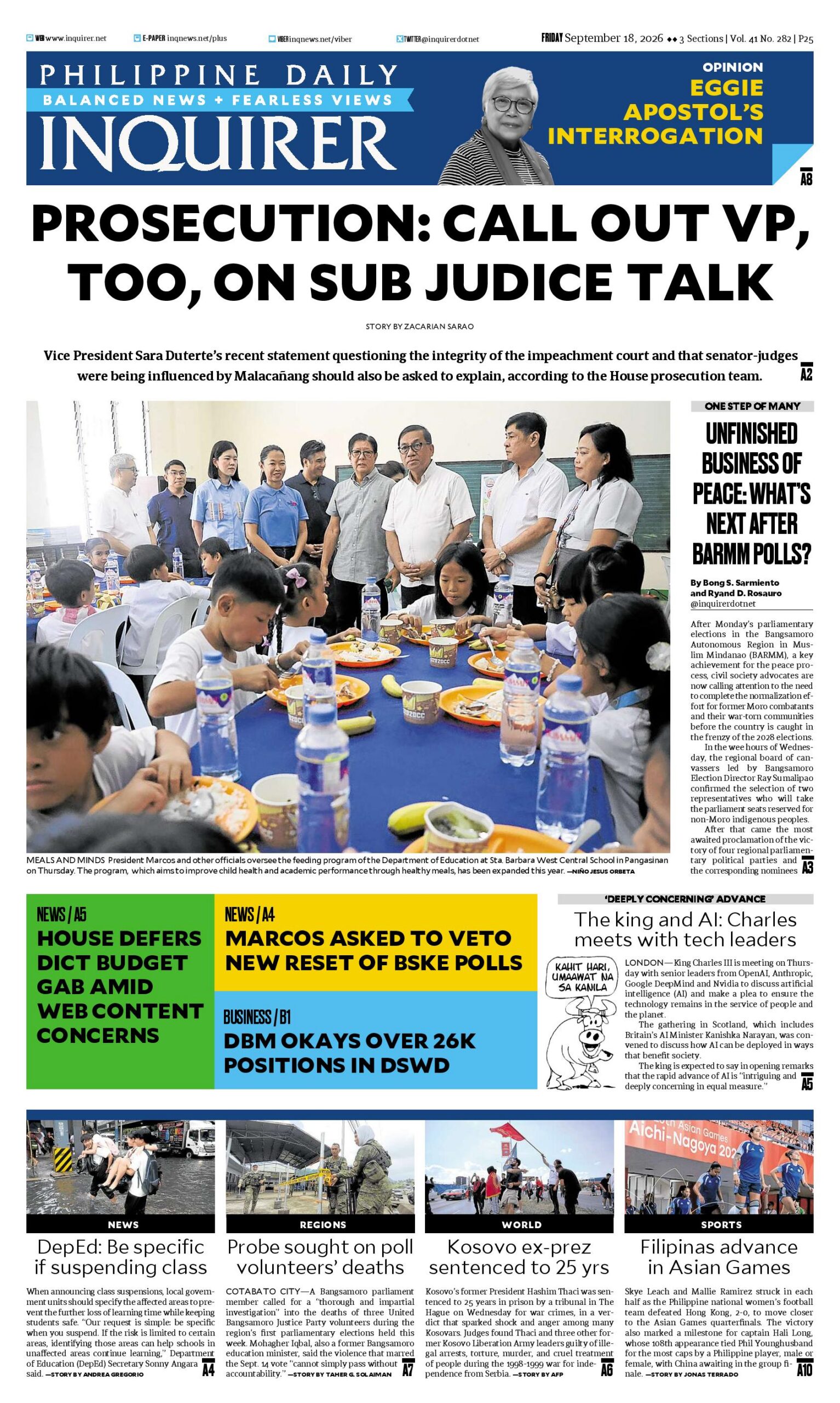 oday’s Paper: September 18, 2026