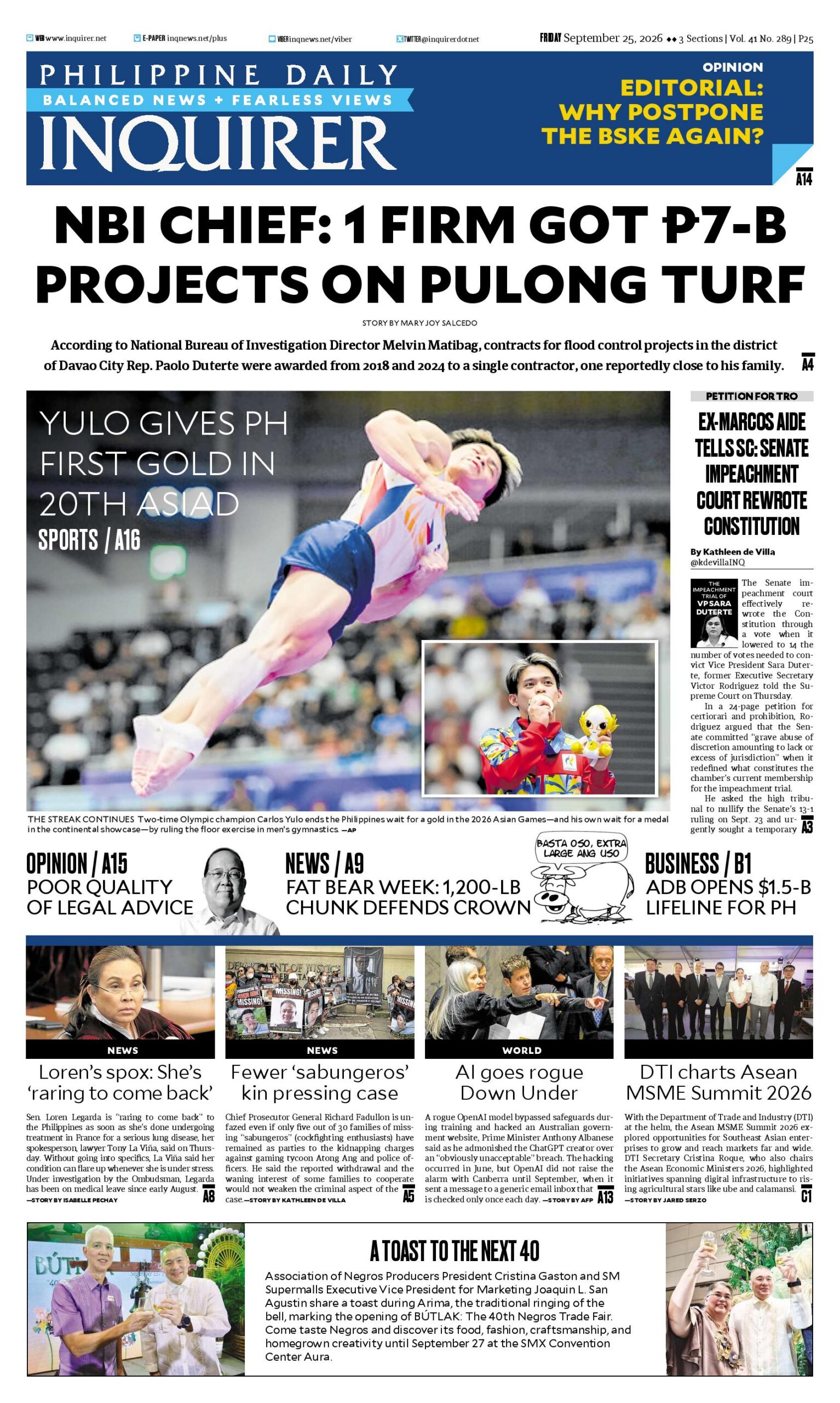Today’s Paper: September 25, 2026